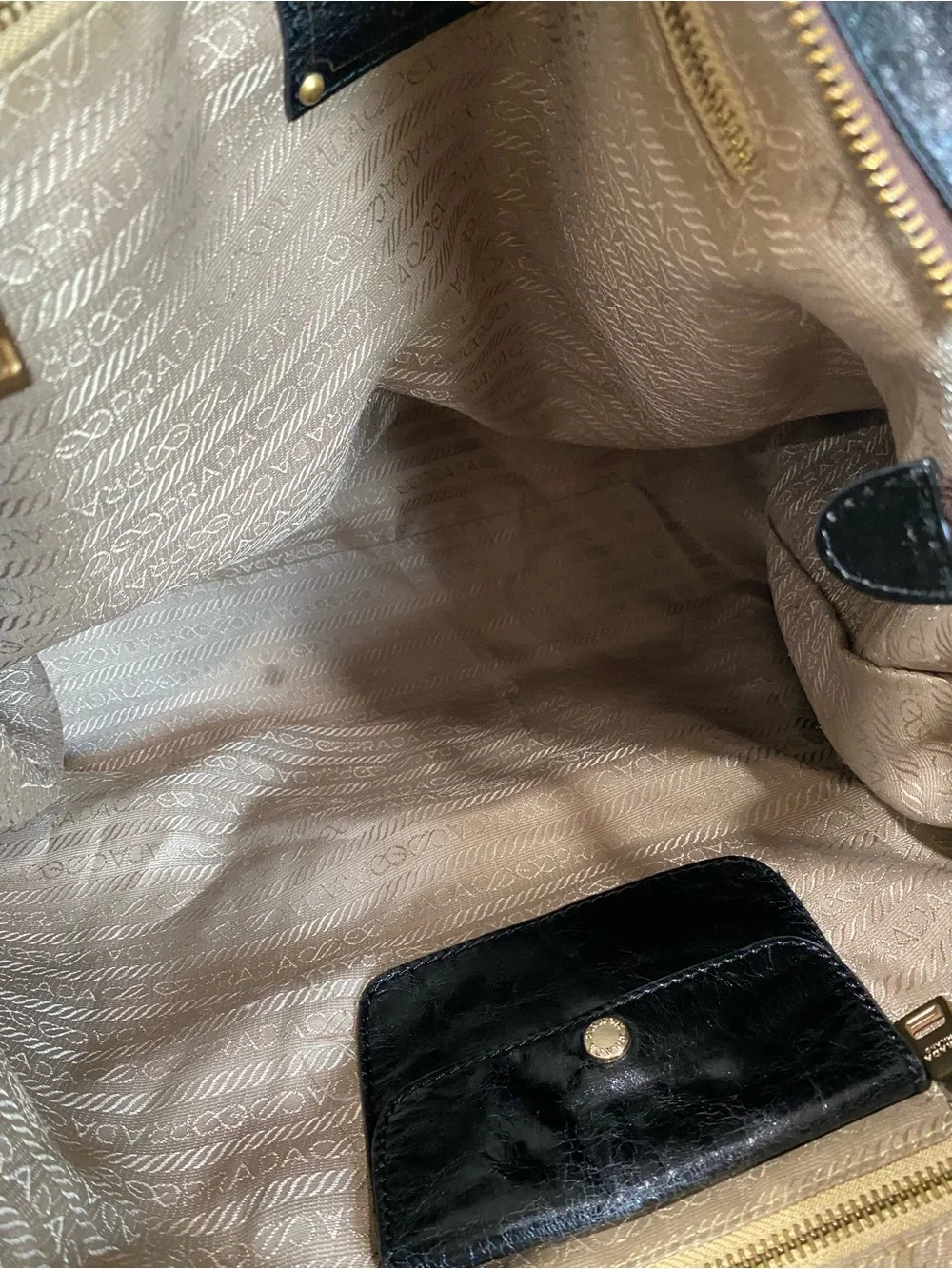 Black Tote with Dark Brown Trim and Gold Hardware